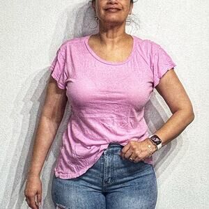 Wildfox Pink Short Sleeve Distressed Tee Shirt Sz S